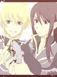  bad_id bad_pixiv_id black_eyes black_hair blonde_hair dog flynn_scifo long_hair male_focus military military_uniform multiple_boys puppy repede smile tales_of_(series) tales_of_vesperia uniform yuri_lowell yuzumame 