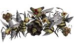  beedrill bug combee drill gen_1_pokemon gen_4_pokemon insect motion_blur no_humans pokemon pokemon_(creature) vespiquen yamipika 