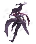  alternate_costume black_hair boots bracelet gloves jewelry knee_boots long_hair male_focus purple_eyes scarf solo sword takashi_(moriumeda) tales_of_(series) tales_of_vesperia weapon yuri_lowell 