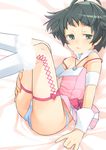  akizuki_ryou bad_id bad_pixiv_id blush crossdressing cute_&amp;_girly_(idolmaster) green_eyes idolmaster idolmaster_dearly_stars kiritomo_koroha male_focus otoko_no_ko panties short_hair solo strap_slip thighhighs underwear 