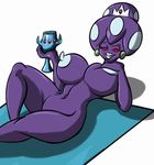  bedroom_eyes big_breasts breasts crown female goblet half-closed_eyes lying mario_bros nintendo nipples one_leg_up princess_shroob purple_skin shinysteel shroob smile video_games 