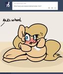  2015 backy blush butt english_text equine fan_character female feral friendship_is_magic horse mammal my_little_pony plain_background pony slavedemorto solo text 