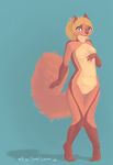  2014 anthro blue_eyes breasts cute female fur hair happy lineless mammal nude oonami raised_tail rodent sketch smile zenny 