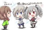  anastasia_(idolmaster) bad_id bad_twitter_id blue_eyes braid brown_hair celebi_ryousangata chibi drill_hair idolmaster idolmaster_cinderella_girls kanzaki_ranko long_hair multiple_girls open_mouth pantyhose red_eyes senkawa_chihiro short_hair silver_hair smile thighhighs translated twin_drills twintails 