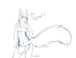  2014 ami anthro big_tail bow bra chest_tuft clothed clothing cute ear_tuft female fit fur hand_on_hip happy mammal oonami pinup pose rodent shorts sketch skimpy slim sports_bra squirrel tuft underwear wristband 