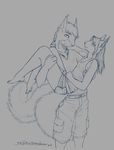  2014 ami anthro blush breasts cargo_shorts carrying chest_tuft clothed clothing cute ear_tuft eye_contact female fur happy kit_skyfire male mammal oonami rodent shirt shorts size_difference sketch small_breasts smile squirrel tank_top tee_shirt tuft 