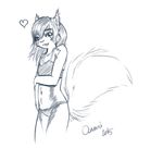  &lt;3 2015 ami anthro big_tail bra breasts cheek_tuft clothed clothing cute ear_tuft female fur happy mammal oonami panties raised_tail rodent shy sketch slim small small_breasts smile sports_bra squirrel tuft underwear 