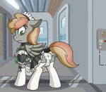  2015 butt clothing equine fan_character fearingfun feral girly green_eyes hair hi_res inside legwear maid_uniform male mammal my_little_pony pegasus solo tail_wrap thigh_highs two_tone_hair wings 