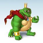  3_toes artsyomni barefoot bracers cape clothing crown donkey_kong_(series) gem king_k_rool kremling looking_at_viewer male navel nintendo open_mouth plain_background red_eyes scalie solo teeth toes tongue video_games 