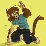  anthro baboon clothing fur hair male mammal monkey prehensile_feet primate shenanigan solo transformation 