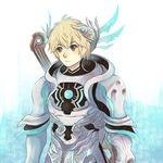  armor blonde_hair blue_eyes circlet kutta male_focus monado shulk solo sword weapon xenoblade_(series) xenoblade_1 