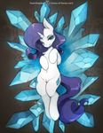  2015 absurd_res blue_eyes crystals equine female feral friendship_is_magic hair half-closed_eyes hi_res horn long_hair looking_at_viewer lying mammal my_little_pony navel on_back purple_hair pussy rarity_(mlp) smile solo unicorn zero-sum 
