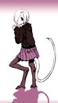  digitigrade dokuromaru dren ear_piercing full_body hair_over_one_eye hood hoodie idolmaster idolmaster_cinderella_girls looking_back monster_girl monsterification parody piercing shirasaka_koume skirt solo splice tail 