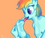  2015 anthro anthrofied barefoot breasts equine feet female foot_fetish friendship_is_magic hair licking mammal multicolored_hair my_little_pony nail nipples nude plantigrade rainbow_dash_(mlp) rainbow_hair soles solo toes tone tongue tongue_out 