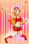  blue_eyes jumping mona mona_(warioware) nintendo orange_hair pants tagme warioware 