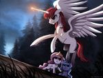  2015 angry crown equine female flying friendship_is_magic glowing gold group hair horn lauren_faust_(character) magic mammal my_little_pony pink_hair princess_celestia_(mlp) princess_luna_(mlp) raining red_hair ruhje scared sparkles winged_unicorn wings young 