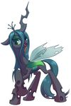  2015 changeling fangs female feral friendship_is_magic green_eyes hair horn long_hair my_little_pony plain_background solo stoic5 tongue tongue_out white_background wings 