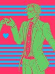  bad_id bad_pixiv_id formal heart holding_hand holding_hands jojo_no_kimyou_na_bouken kira_yoshikage limited_palette nail_polish necktie striped striped_background suit ty_1865 