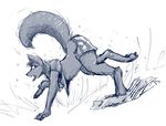  ambiguous_gender anthro canine clothing digitigrade mammal post_transformation sketch tgwonder torn_clothing watch wolf 