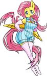  anthro anthrofied arm_warmers breasts clothed clothing congee-painting equine female fluttershy_(mlp) friendship_is_magic fur gloves hair horse inner_ear_fluff legwear looking_at_viewer mammal my_little_pony pink_hair pony smile solo thigh_highs wings yellow_fur 