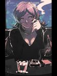  1girl artist_request breasts character_request cigarette cleavage long_hair lupin_iii mine_fujiko s_tanly smoking solo 