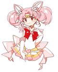  anpolly bishoujo_senshi_sailor_moon chibi_usa choker double_bun gloves heart heart_choker magical_girl multicolored multicolored_clothes multicolored_skirt pink_hair pink_sailor_collar red_eyes sailor_chibi_moon sailor_collar sailor_senshi_uniform short_hair skirt smile solo super_sailor_chibi_moon twintails white_gloves 