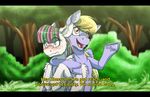  2015 blonde_hair blossomforth_(mlp) blush cloud_kicker_(mlp) dialogue duo english_text equine female forest freckles friendship_is_magic hair inuhoshi-to-darkpen mammal my_little_pony outside pegasus text tree wings 