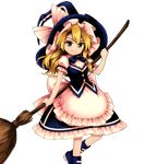  apron blonde_hair broom harukawa_moe hat hat_ribbon holding kirisame_marisa long_hair looking_at_viewer official_art open_mouth puffy_sleeves ribbon shirt shoes short_sleeves skirt smile touhou transparent_background urban_legend_in_limbo witch_hat yellow_eyes 