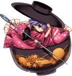  bowl bowl_hat harukawa_moe hat holding_needle japanese_clothes kimono needle official_art purple_hair red_eyes serious short_hair solo sukuna_shinmyoumaru touhou transparent_background urban_legend_in_limbo 