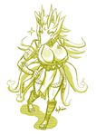  2014 anthro big_breasts breasts claws cleavage clothed clothing english_text eyes_closed fur hair multiple_tails ninetales nintendo plain_background pok&eacute;mon pok&eacute;morph skykain smile solo teeth text toe_claws video_games white_background 