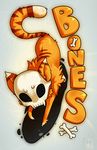  2011 ambiguous_gender bone bones_(character) cat feline feral jotaku mammal plain_background skull solo text 