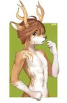  2014 ahum_lipit_ishtar anthro antlers bust cervine cute deer girly horn male mammal solo suto 