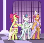  2015 apple_bloom_(mlp) blush clothing cub dress earth_pony equine female feral friendship_is_magic group hair horn horse mammal my_little_pony pegasus pony purple_hair pussy red_hair scootaloo_(mlp) seidouryu sweetie_belle_(mlp) two_tone_hair unicorn wings young 
