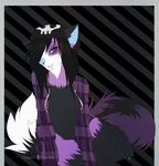  black_fur black_hair blue_nose canine female fox foxessux fur hair looking_at_viewer mammal purple_fur solo sparsile white_fur 