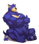  abs anthro biceps big_muscles black_nose chest_tuft fur male mammal marsupial muscles o-ro pecs tasmanian_devil tongue tuft 