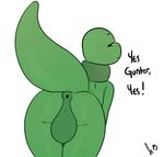  adventure_time anus balls butt dinosaur gunther_(adventure_time) male presenting presenting_hindquarters solo somescrub 