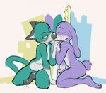  anthro bedfellows cat duo erection fatigue feline jackalope kaboozey kissing lagomorph male male/male mammal penis sheen 