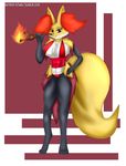  abs absurd_res anthro anthrofied bikini breasts canine clothed clothing delphox female fire hi_res mammal nintendo pok&eacute;mon skydog solo swimsuit twig video_games 