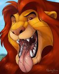 disney feline lion looking_at_viewer male mammal mufasa nummynumz open_mouth red_eyes teeth the_lion_king tongue vore 