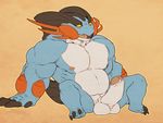  2014 anthro balls barefoot biceps big_balls chubby claws erection hi_res looking_down male manly mega_evolution mega_swampert musclegut muscles navel nintendo nipples nude open_mouth pecs penis pok&eacute;mon sharp_claws sitting solo spread_legs spreading swampert thewielder thick_penis toe_claws tongue video_games 