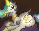  2015 animal_genitalia anus banana clitoris cutie_mark datte-before-dawn eating equine equine_pussy female feral food friendship_is_magic fruit hair horn long_hair magic mammal multicolored_hair my_little_pony princess_celestia_(mlp) pussy solo winged_unicorn wings 