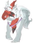  anthro anthrofied beelzemon_(artist) breasts chubby clothed clothing digital_media_(artwork) female fluffy_tail half-dressed looking_at_viewer navel nintendo nipples panties panty_pull pok&eacute;mon solo standing topless underwear video_games voluptuous zangoose 