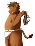  anthro briefs bulge chubby clothed clothing collar fundoshi fur hair half-dressed hog looking_at_viewer male mammal realiron_(artist) smile solo standing teeth topless underwear 