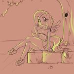  2015 anthro anthrofied breasts clothing equine erohd female fluttershy_(mlp) friendship_is_magic hair long_hair looking_at_viewer mammal my_little_pony outside pegasus sketch solo tree wings 