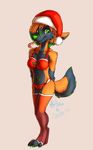  2015 anthro breasts camel_toe canine clothed clothing dog female green_eyes green_nose husky legwear lolly_pop looking_at_viewer mammal sallen skimpy smileeeeeee solo stockings thigh_highs yasha 