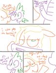  applejack_(mlp) comic dialogue english_text equine friendship_is_magic horse mammal monochrome my_little_pony pony random scalie sex spike_(mlp) talking_penis text the_weaver what 