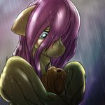  2015 behind-space blush canine cute dog equine female feral fluttershy_(mlp) friendship_is_magic mammal my_little_pony pegasus raining smile wet wings 