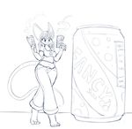  anthro beverage black_and_white can clothed clothing female gun mammal midriff monochrome mouse ranged_weapon rodent sketch soda solo tgwonder weapon 
