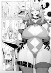  anthro anubian_jackal big_breasts blush breasts canine cleavage clothed clothing collar comic covered_nipples dog doujinshi erect_nipples female hair huge_breasts jackal japanese_text kemono looking_at_viewer mammal monochrome nipples ricosye sample short_hair skimpy text thick_thighs リコセ 