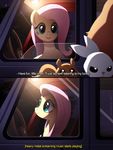  2015 angel_(mlp) blue_eyes car comic dialogue english_text equine female fluttershy_(mlp) friendship_is_magic hair lagomorph mammal my_little_pony pegasus pink_hair rabbit rodent ruhje sitting squirrel text wings 